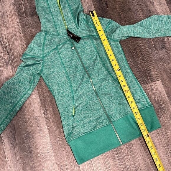 Dick’s LJ Black - low waist zip up workout jacket with hood teal and lime - S - Picture 12 of 12